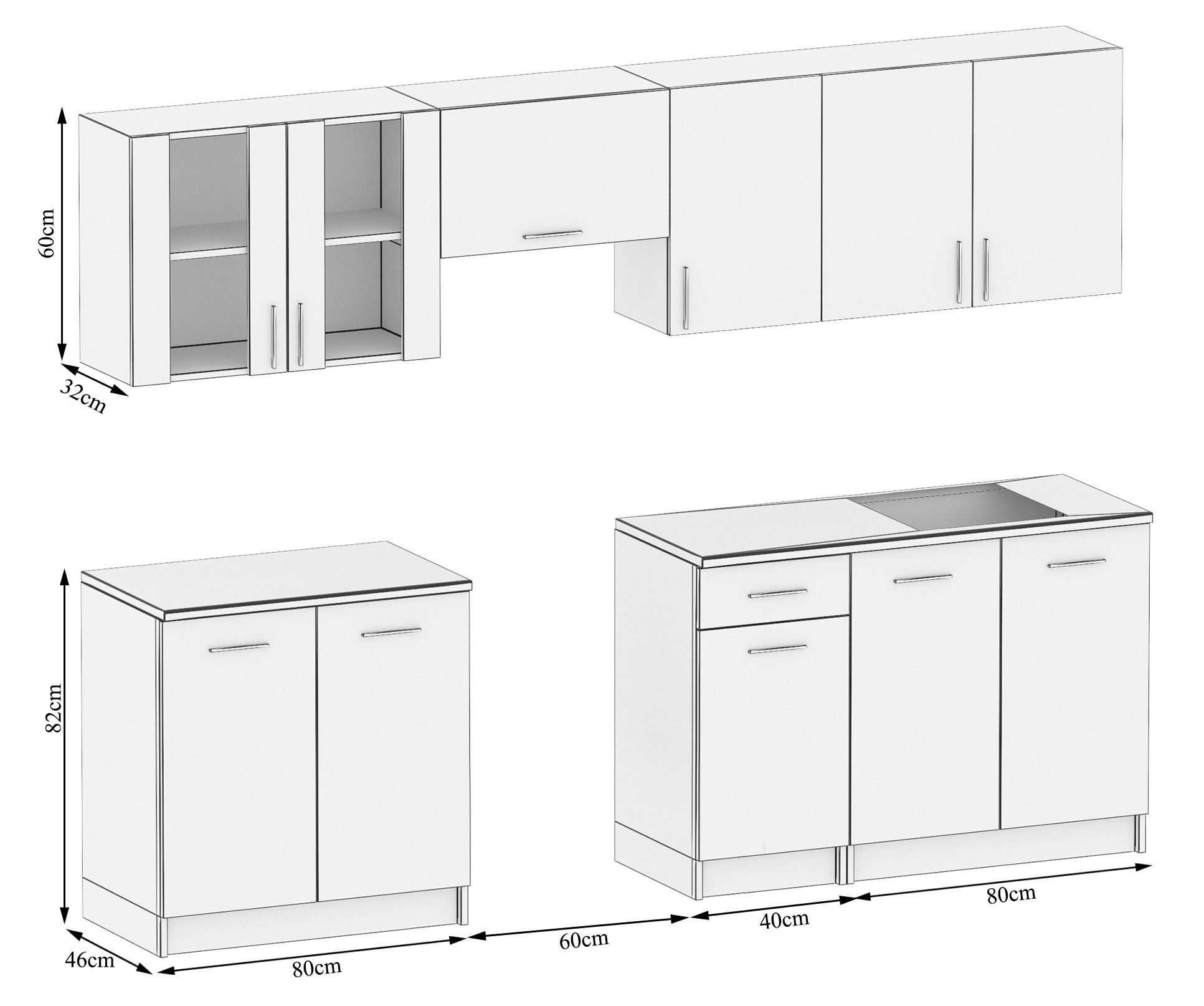 KÜCHENZEILE LECO 260 eiche nelson - Dunkelbraun, Holzwerkstoff (260/82/46cm) - roe furniture