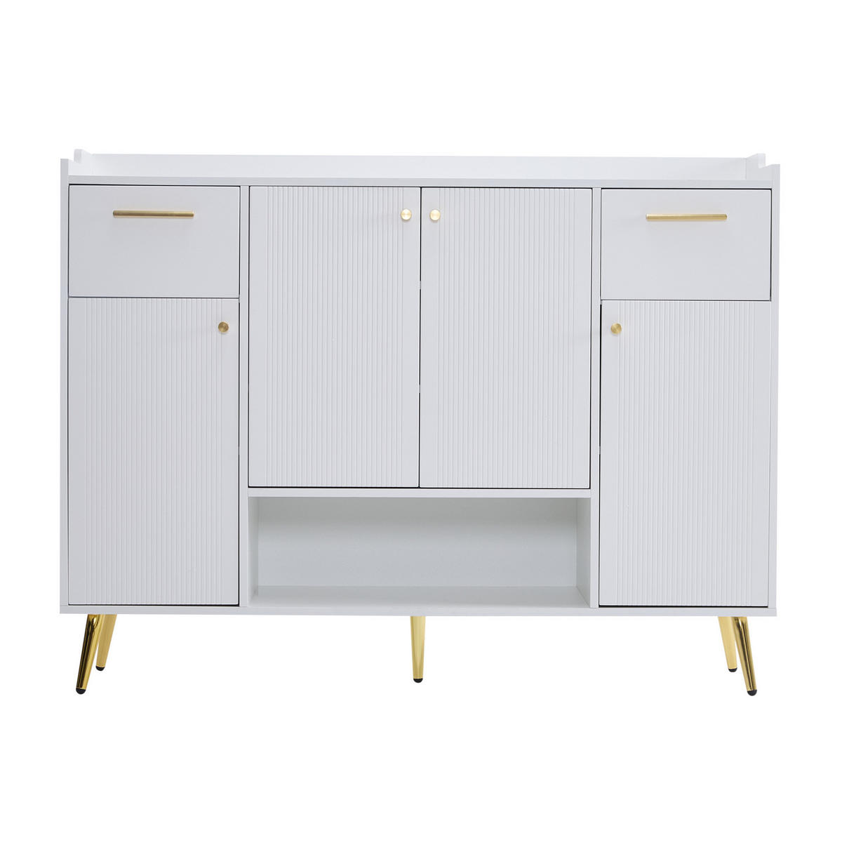 SCHUHSCHRANK 130/37/100 cm weiß aus Spanplatte mit 2 Schubladen - Weiß, Holzwerkstoff (130/100/37cm) - OKWISH
