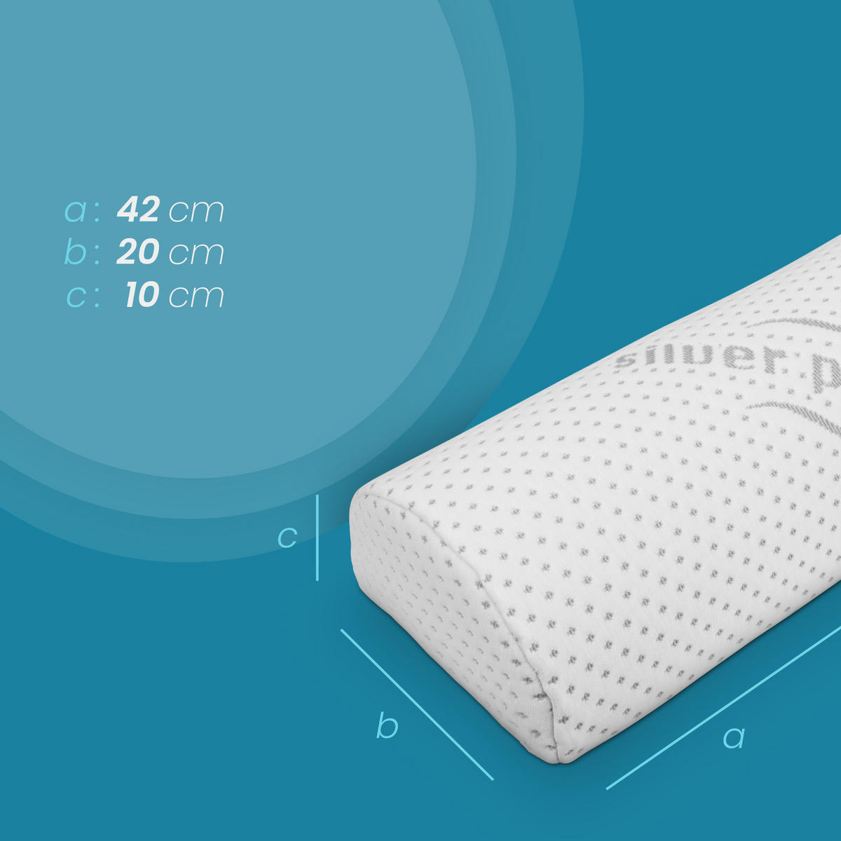 NACKENKISSEN Memory Foam ( Halbrolle / 40x20x10cm) Viscoelastische Kopfkissen - Silver Protect Bezug "antimikrobiell" abnehmbar - Öko-Tex - Weiß, Textil (20/40cm) - Bestlivings