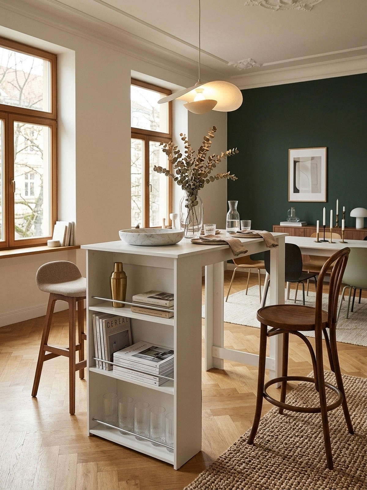 KÜCHENTRESEN GANDER Edelstahl 3 Fächer Ablage, Weiß 120x60x107 cm - Weiß, Holz/Metall (60/120/107cm) - KADIMA DESIGN