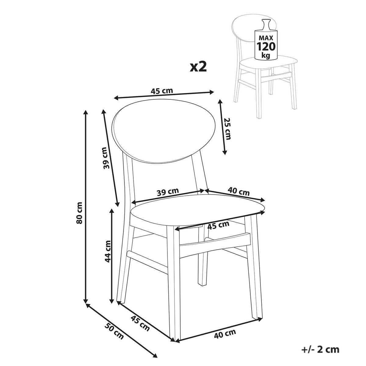 ESSZIMMERSTUHL 2er-Set Cremeweiß Amery - Weiß/Braun, Holz (45/80/50cm) - Beliani
