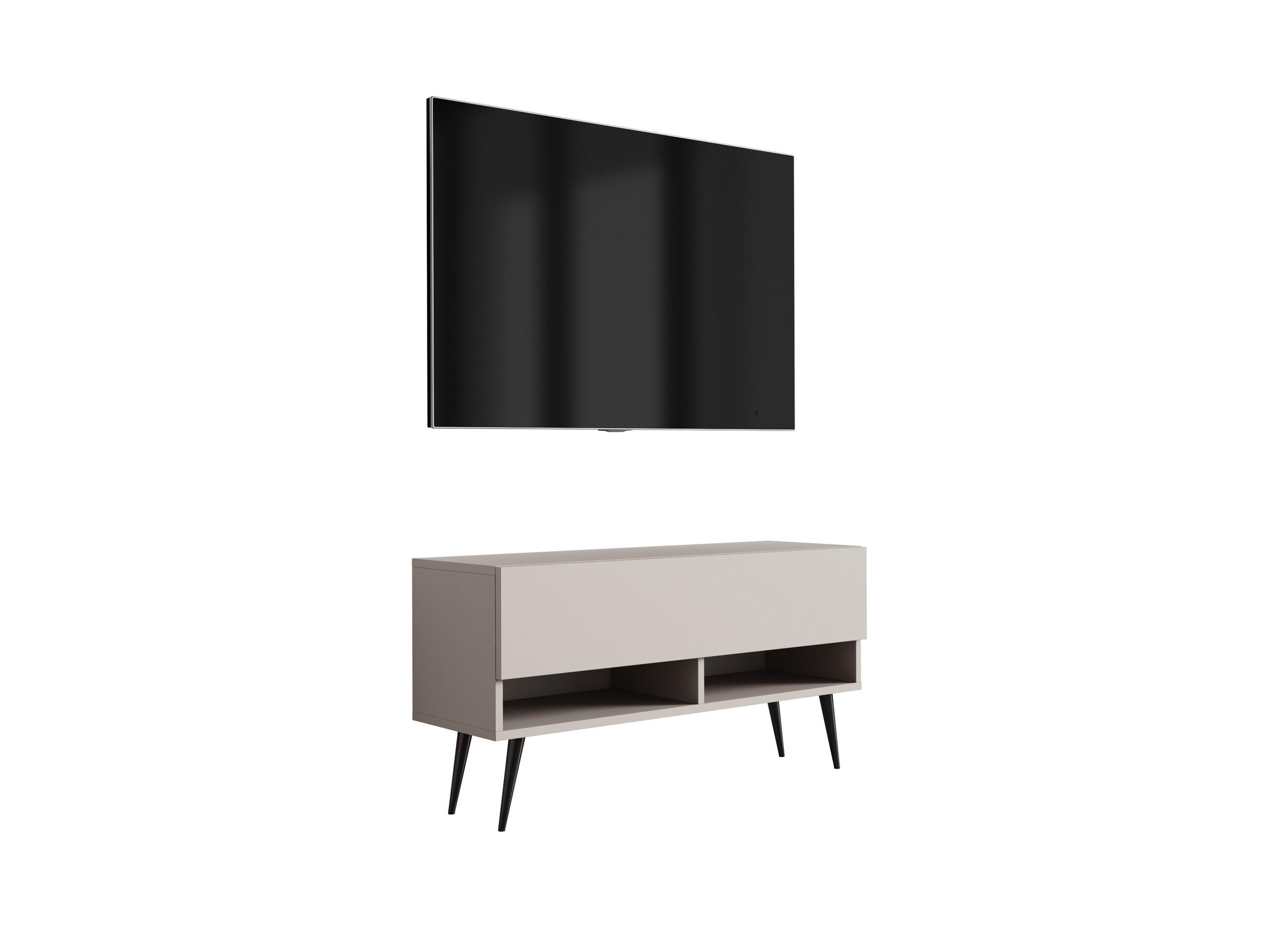 TV-LOWBOARD 100 cm Kaschmir, schwarze schräge Beine, 100 × 32 × 52 cm - Beige, Holzwerkstoff (100/52/32cm) - 3XE LIVING