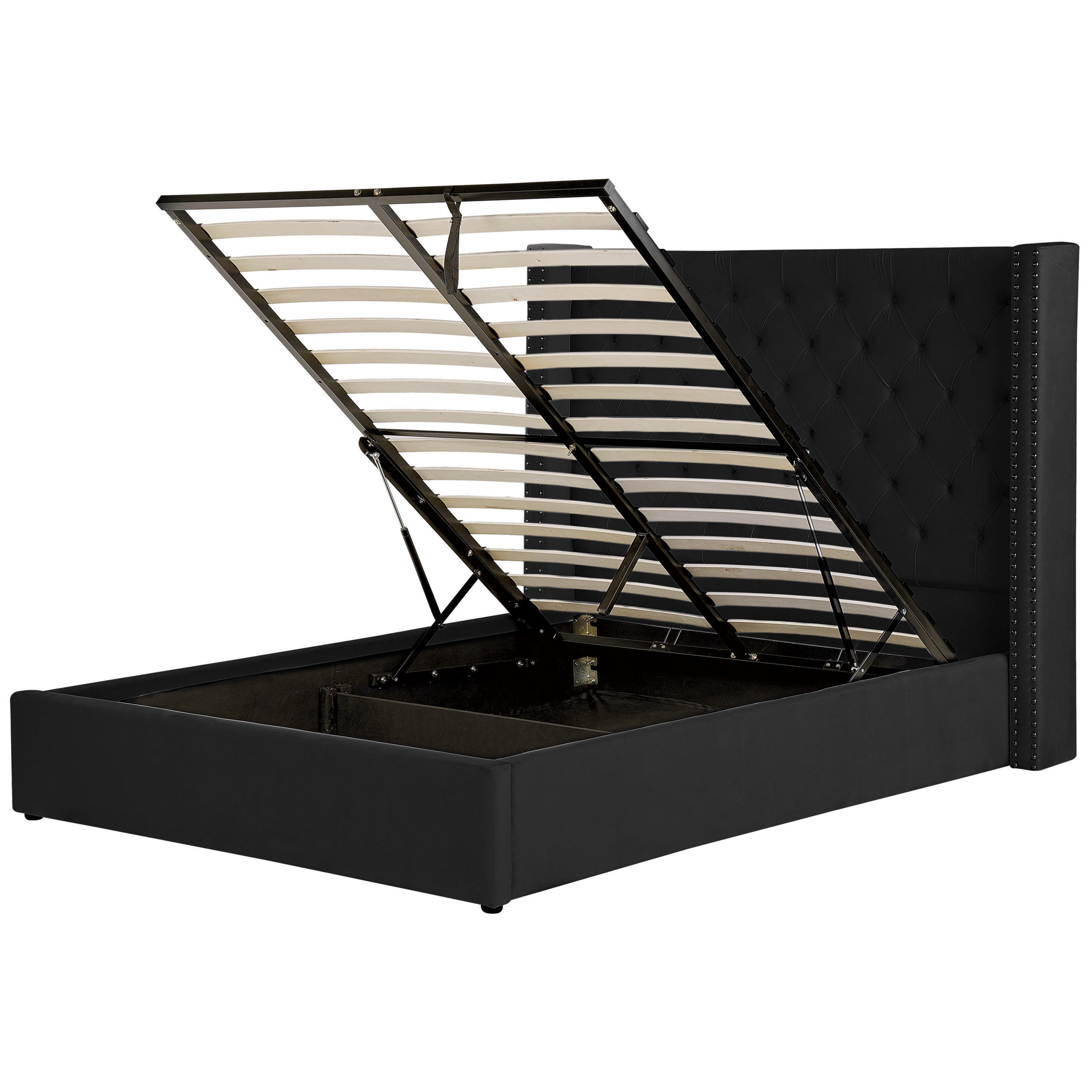 POLSTERBETT 140/200cm Schwarz Lubbon - Schwarz, Textil (140/200cm) - Beliani