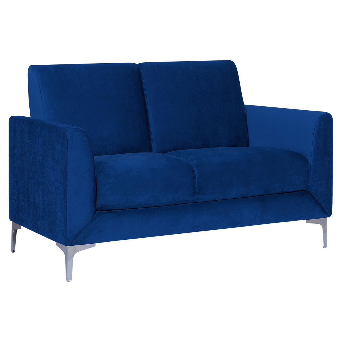 2-SITZER-SOFA Samtstoff Marineblau Fenes - Hellblau, Textil (142/90/75cm) - Beliani