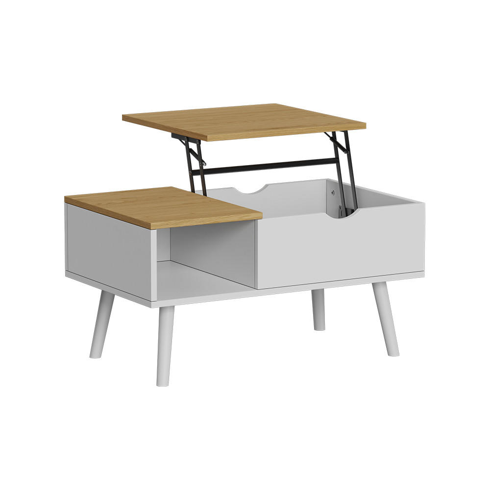 Vicco KONFERENČNÍ STŮL Stora Bílá/dub 76 x 45 cm s funkcí výtahu