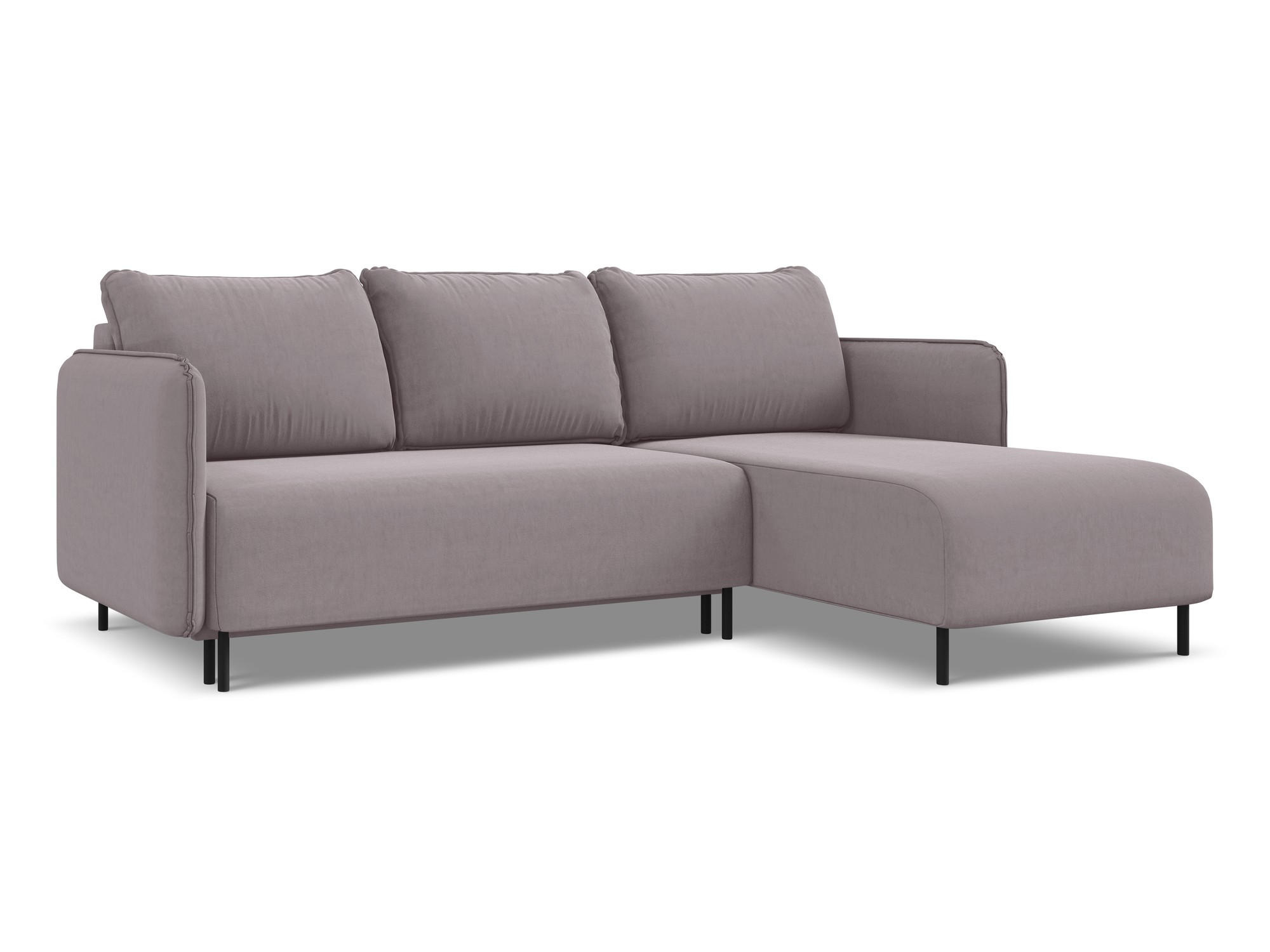 ECKSOFA mit Schlaffunktion Samt Stoff Violett - Lila/Flieder, Holz/Textil (236/162cm) - Makamii