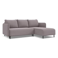 ECKSOFA mit Schlaffunktion Samt Stoff Violett - Lila/Flieder, Holz/Textil (236/162cm) - Makamii