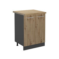 KÜCHENUNTERSCHRANK R-Line Artisan-Eiche 60 cm, AP Eiche - Anthrazit/Eiche Artisan, Holzwerkstoff (60/81.6/60cm) - Vicco
