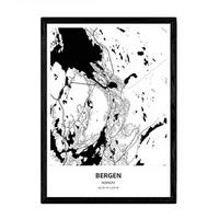 POSTER Karte Von Bergen - Norwegen A3 Rahmenlos - Klar, Papier (29.7/5/42cm) - Nacnic