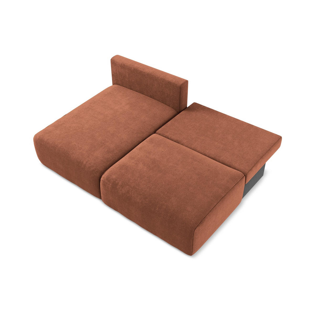 ECKSOFA mit Schlaffunktion links Chenille Stoff Orange - Terracotta/Schwarz, Kunststoff/Textil (149/210cm) - LaMiaSofa