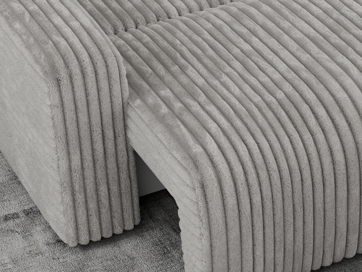 ECKSOFA ARGOS Hellgrau Cord - Hellgrau/Schwarz, Kunststoff/Textil (245/150cm) - MKS