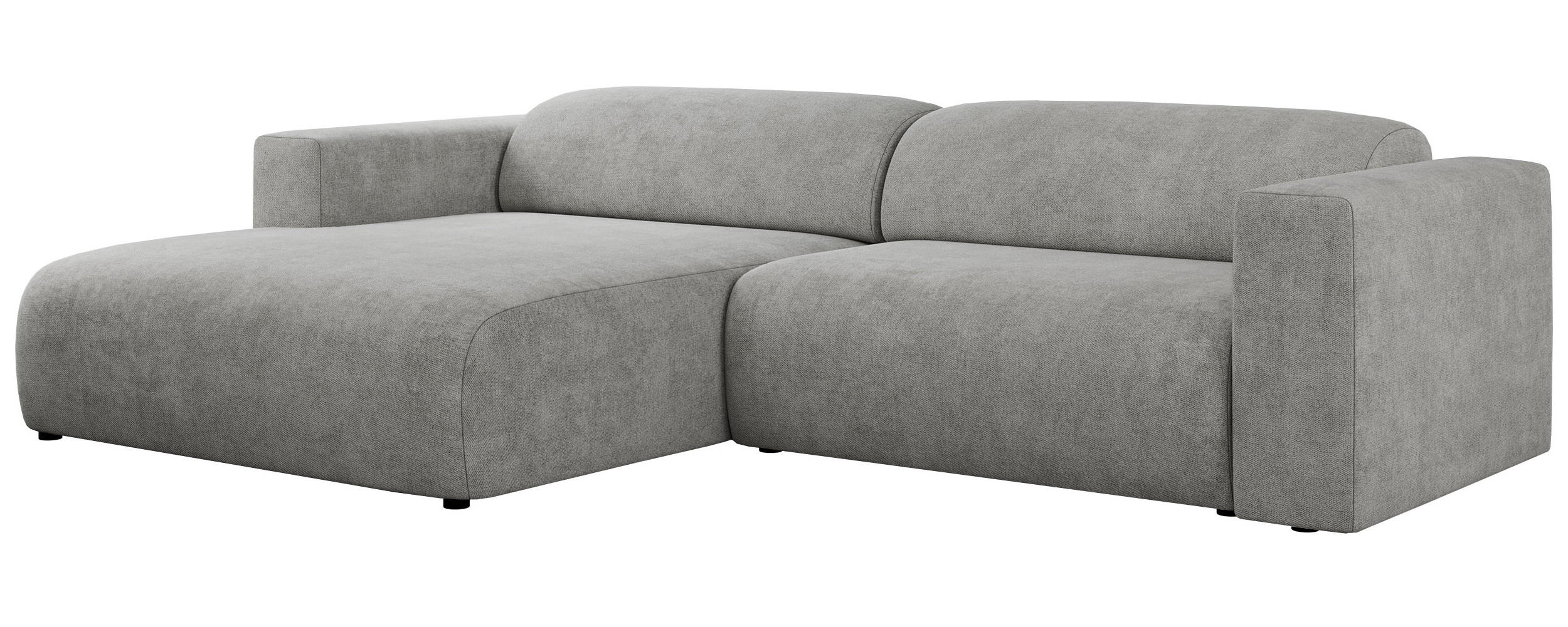 ECKSOFA PASADENA Hellgrau Struktur - Links Seite - Hellgrau/Schwarz, Kunststoff/Textil (288/180cm) - MKS