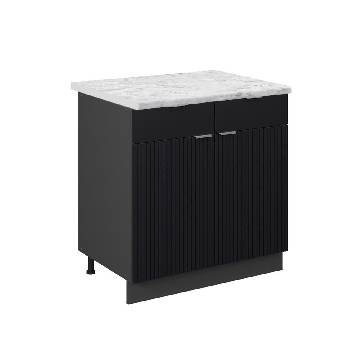 KÜCHENUNTERSCHRANK Fame-Line, Schwarz gestreift, 80 cm, AP Marmor - Anthrazit/Schwarz, Holzwerkstoff (80/82/60cm) - Vicco