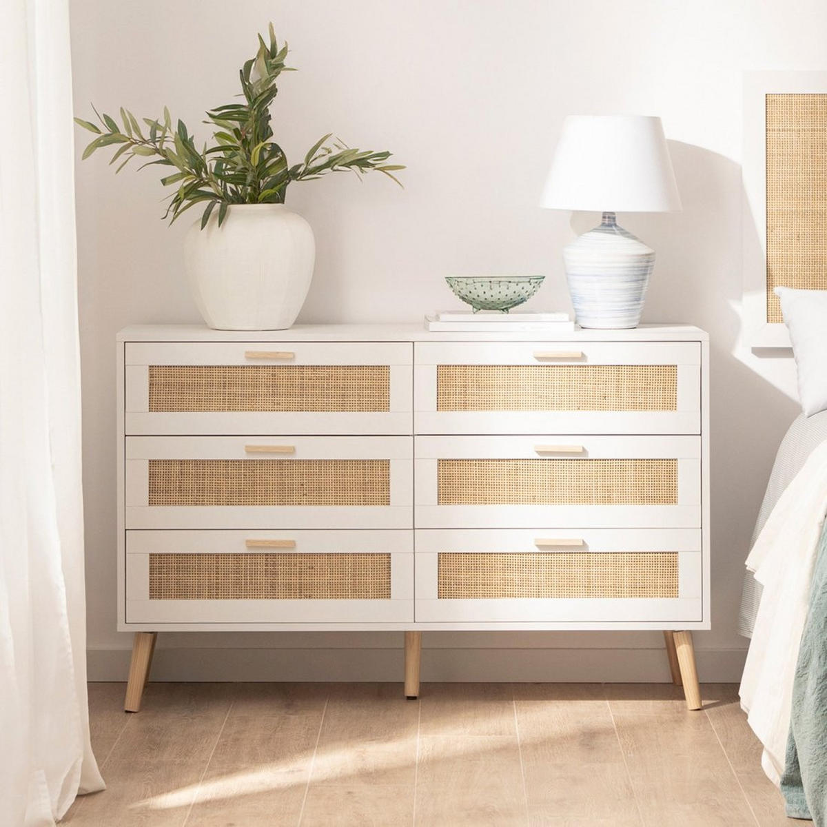 SCHUBLADENKOMMODE DOPPELTE Tahiti Weiß 120 cm x 77 cm - Weiß, Holzwerkstoff (120/77/40cm)