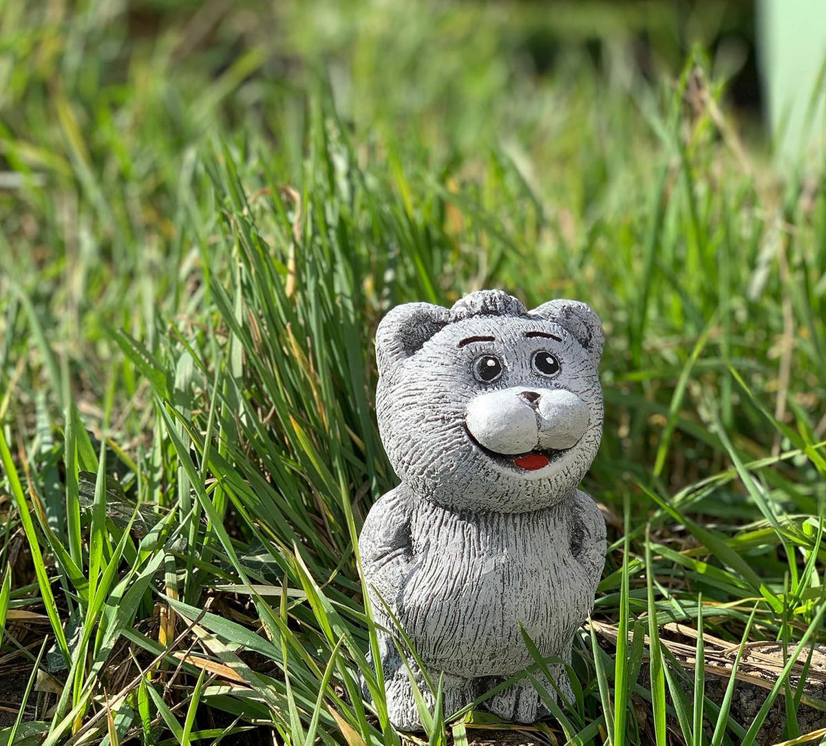 STEINFIGUR Glücksbär Bob frostfest Steinguss - Grau, Stein (9/15/8cm) - stoneandstyle