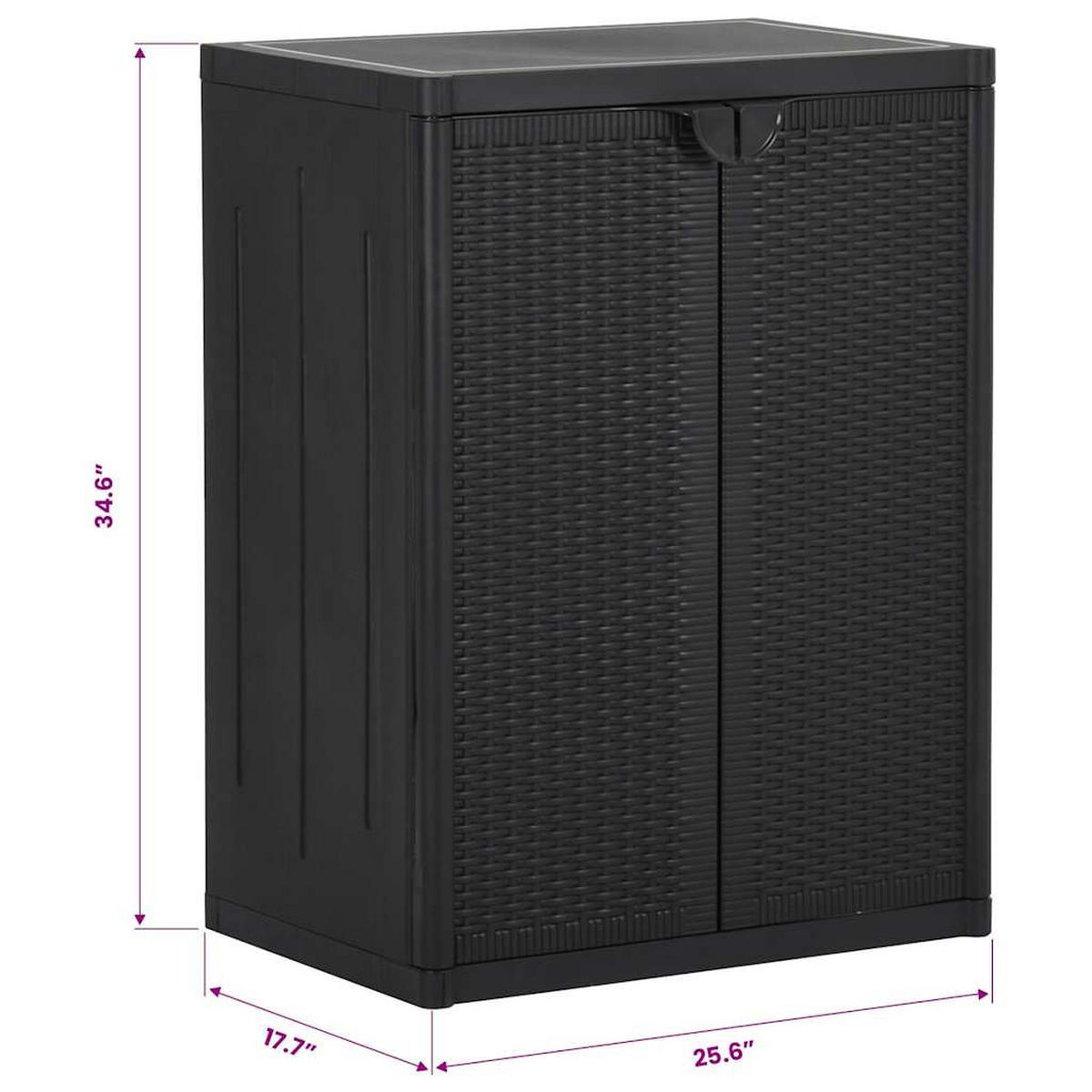 GARTENSCHRANK Schwarz 65/45/88 Cm Pp Rattan-Optik - Schwarz, Holzwerkstoff/Kunststoff (65/88/45cm) - vidaXL