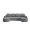 WOHNLANDSHAFT Flow U Graphit, mit Schlaffunktion in Curio Stoff - Graphitfarben, Holzwerkstoff/Textil (316/88/157cm) - Bettso