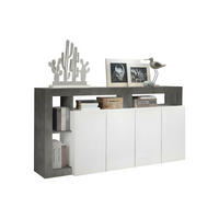 BUFFET 4 Türen Frankfurt - L184 cm - Grau, Holz (184/93/42cm) - Vente-Unique