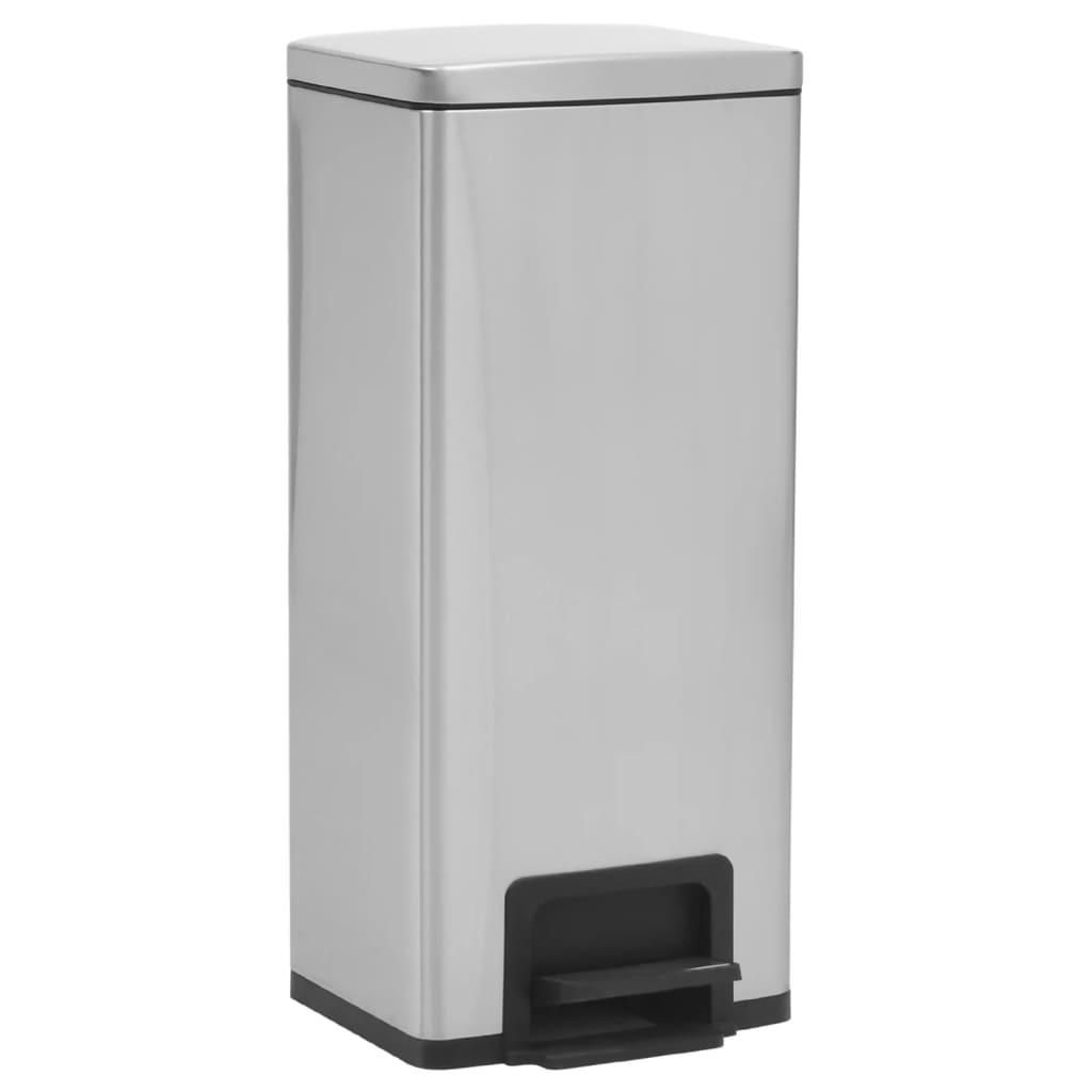 MÜLLEIMER mit Fußpedal 30L Edelstahl Silber - Silberfarben, Metall (31/71/31cm) - DELUKE
