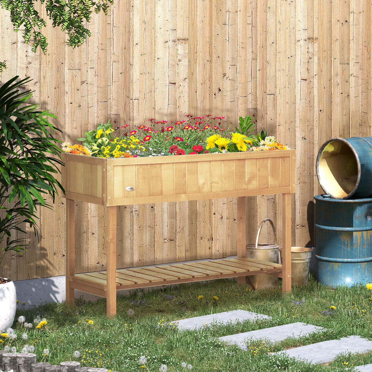 HOCHBEET DE-15965 mit 8 Fächern Naturholz - Naturfarben, Holzwerkstoff (110/76/46cm) - ComfortXL