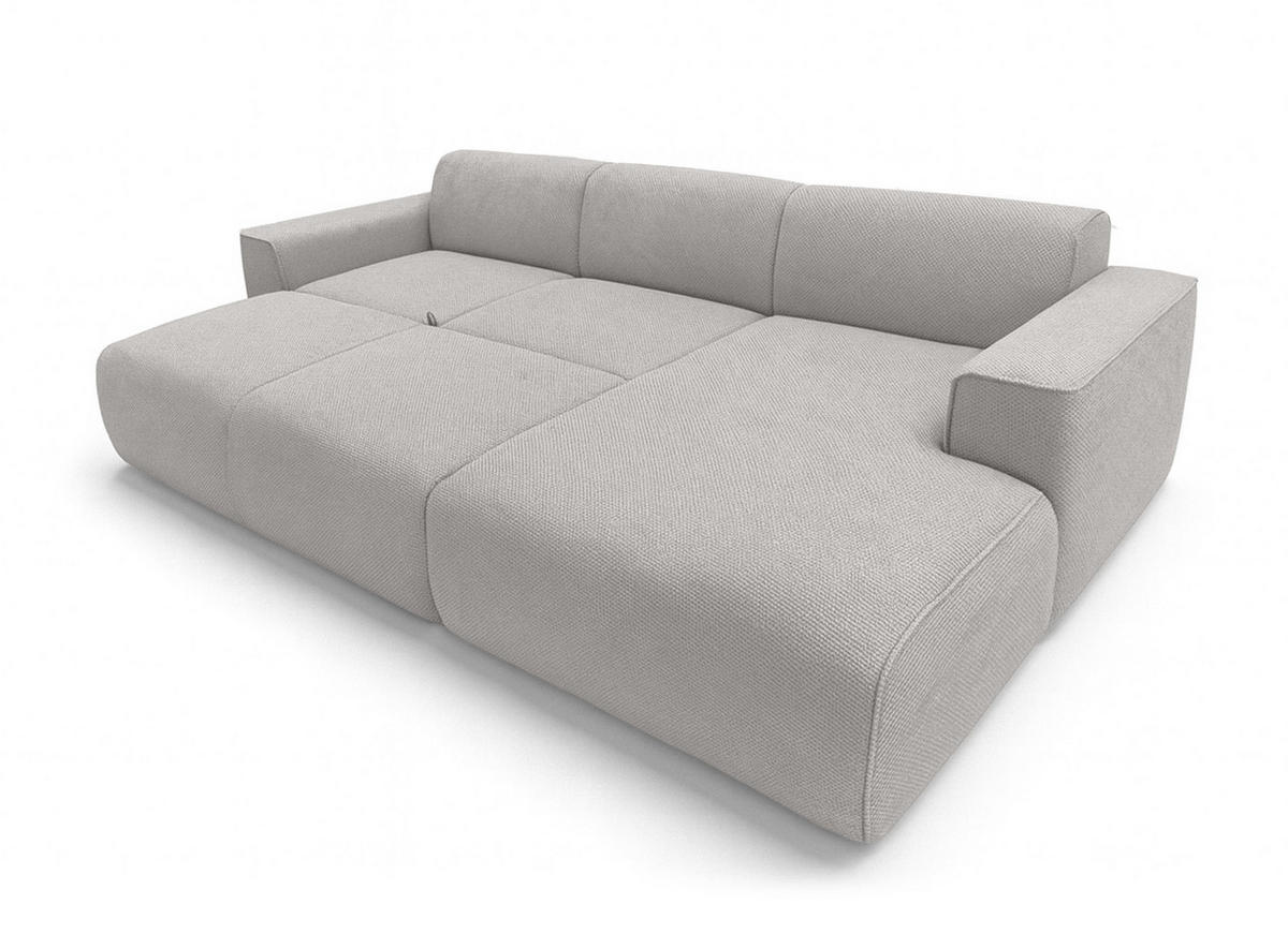 ECKSOFA L Form Ruyam Hellgrau 310/165/78 cm – Schlaffunktion Rechts - Hellgrau/Schwarz, Kunststoff/Textil (310/170cm) - AX Living