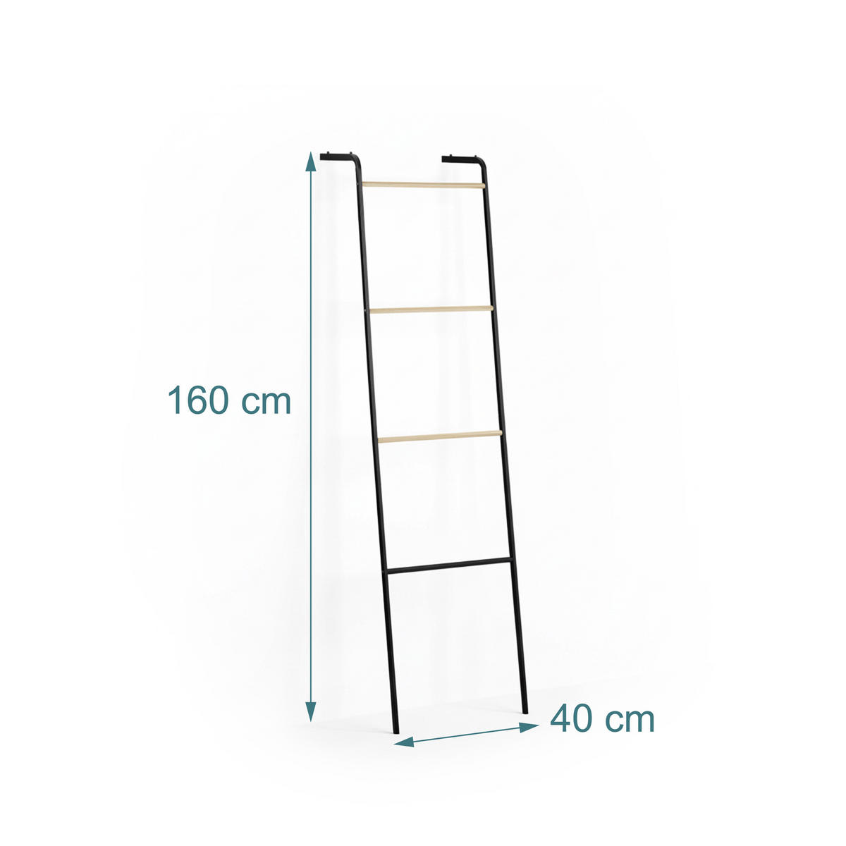 HANDTUCHLEITER - Schwarz, Metall (40/158/28cm) - Relaxdays