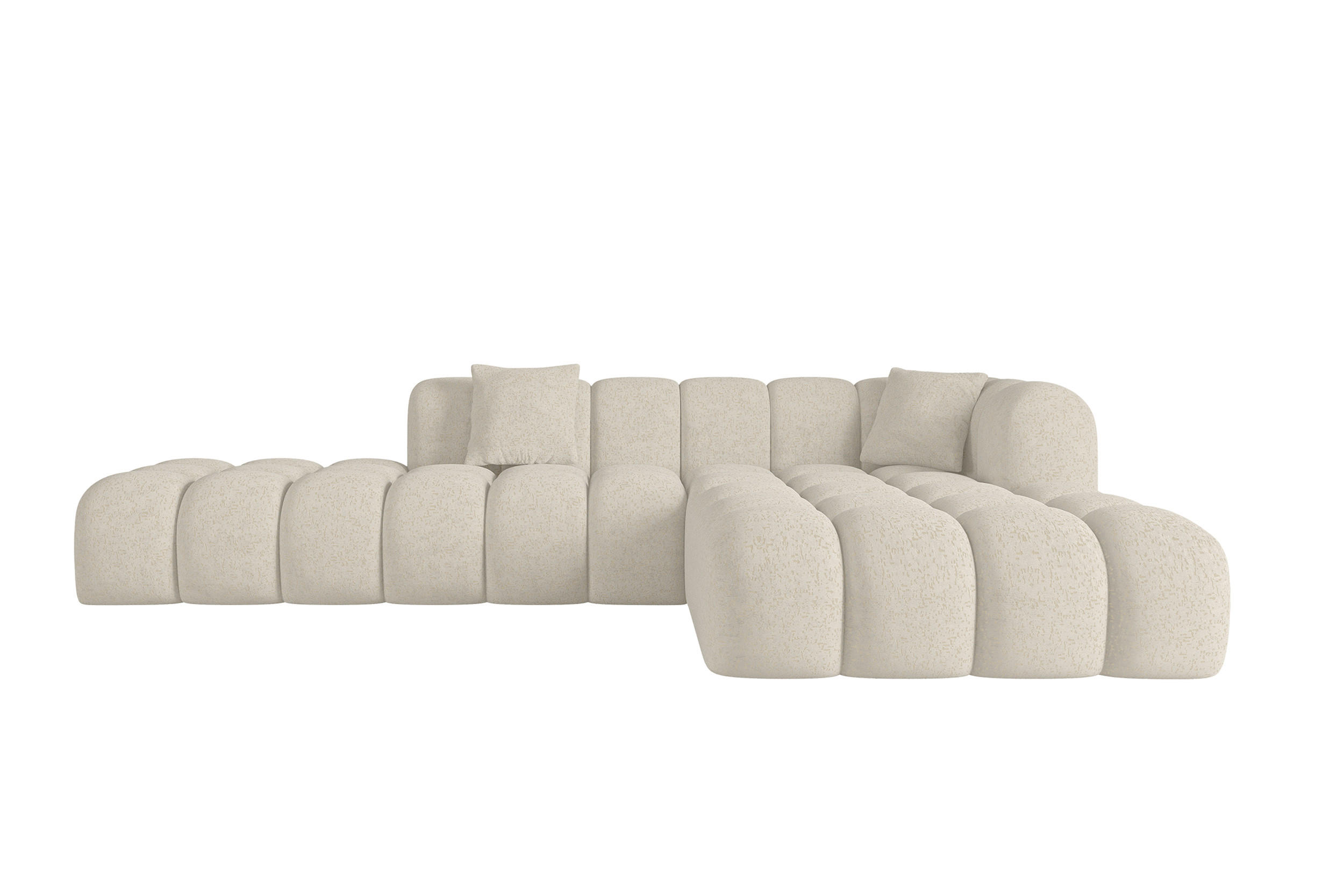 ROHOVÁ SEDACÍ SOUPRAVA s otomanem vpravo OLEA-L2 – 289 × 176 × 71 cm krémová - černá/krémová, kompozitní dřevo/textil (289/176cm)