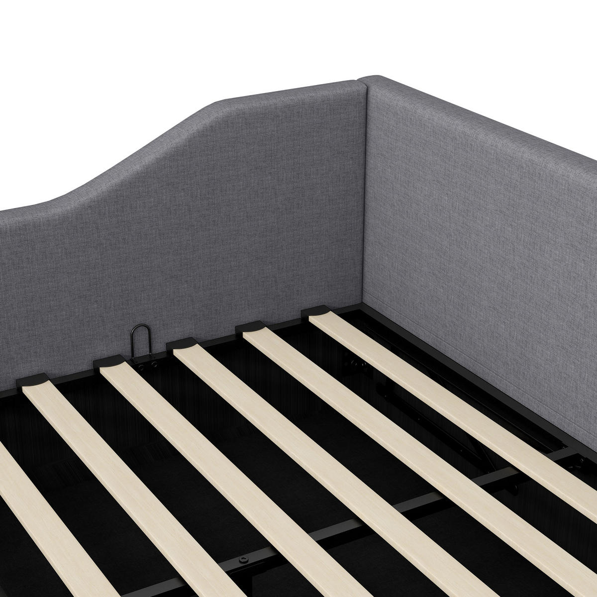 GEPOLSTERTES Tagesbett 140x200 cm aus MDF & Sperrholz mit Unterstauraum, grau - Grau, Holzwerkstoff (140/200cm) - Luhomfu