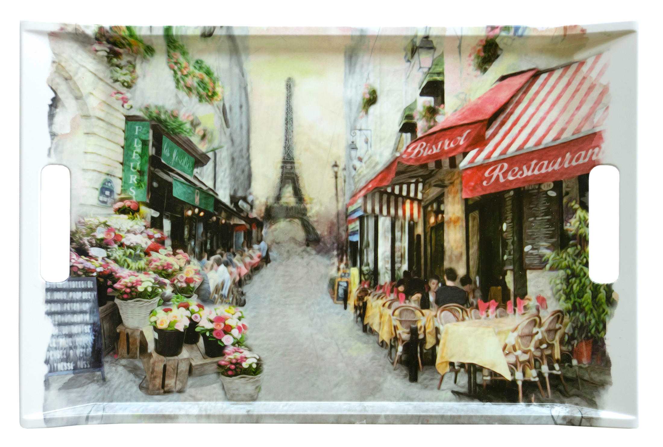 TABLETT Paris, rechteckige Serviertablett mit Griff 47x31 cm - Multicolor, Kunststoff (31/3/47cm) - Lashuma
