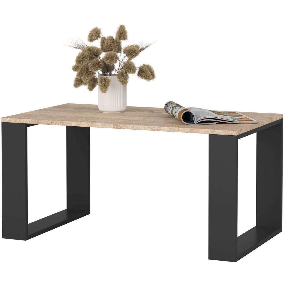 COUCHTISCH NOX Sonoma Eiche, Schwarz 92x53x45 cm - Schwarz/Sonoma Eiche, Holzwerkstoff (53/92/45cm) - Akord