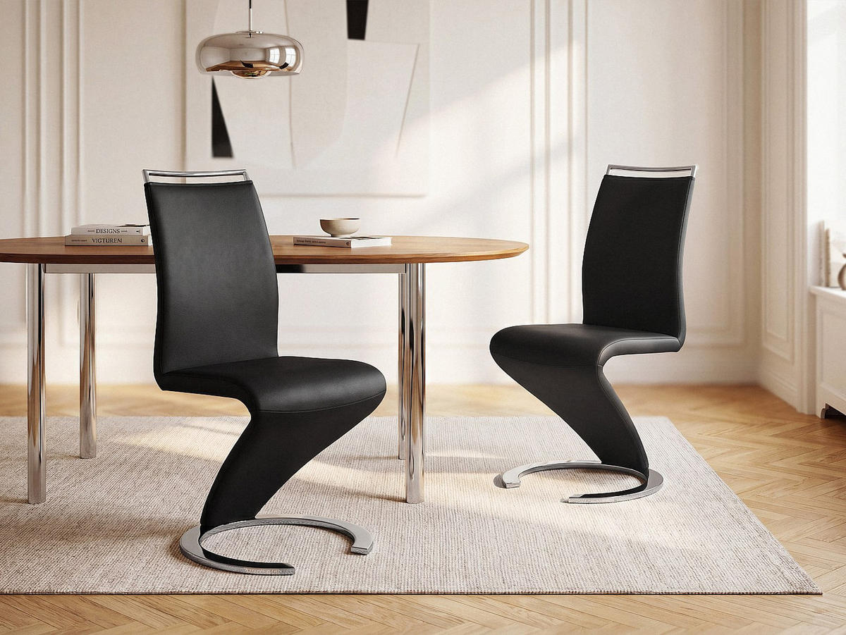 STUHL - 61 cm x 49 cm - Kunstleder - Schwarz TWIZY - Schwarz, Leder (61/100/49cm) - Vente-Unique