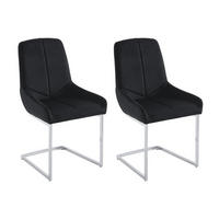 STUHL 2er-Set - Samt & Metall - Schwarz - BERLONA - Schwarz, Textil (58/96/53cm) - Vente-Unique