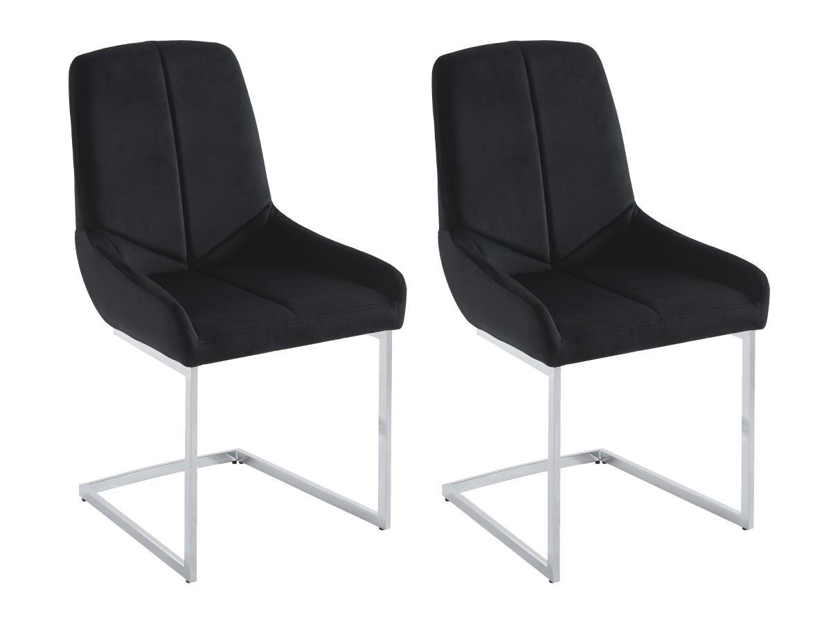 STUHL 2er-Set - Samt & Metall - Schwarz - BERLONA - Schwarz, Textil (58/96/53cm) - Vente-Unique