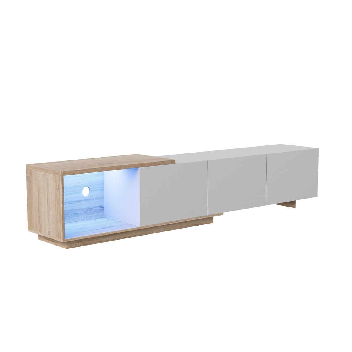 TV LOWBOARD 240x38x44 cm LED Fernsehschrank weiß - Weiß, Holz (240/44/38cm) - LEBENLANG