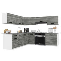 KÜCHENZEILE Italia 7 420 cm , mit Arbeitsplatten, Grau Glamour - Hellgrau, Holz (420/143/60cm) - B BELINI GROUP