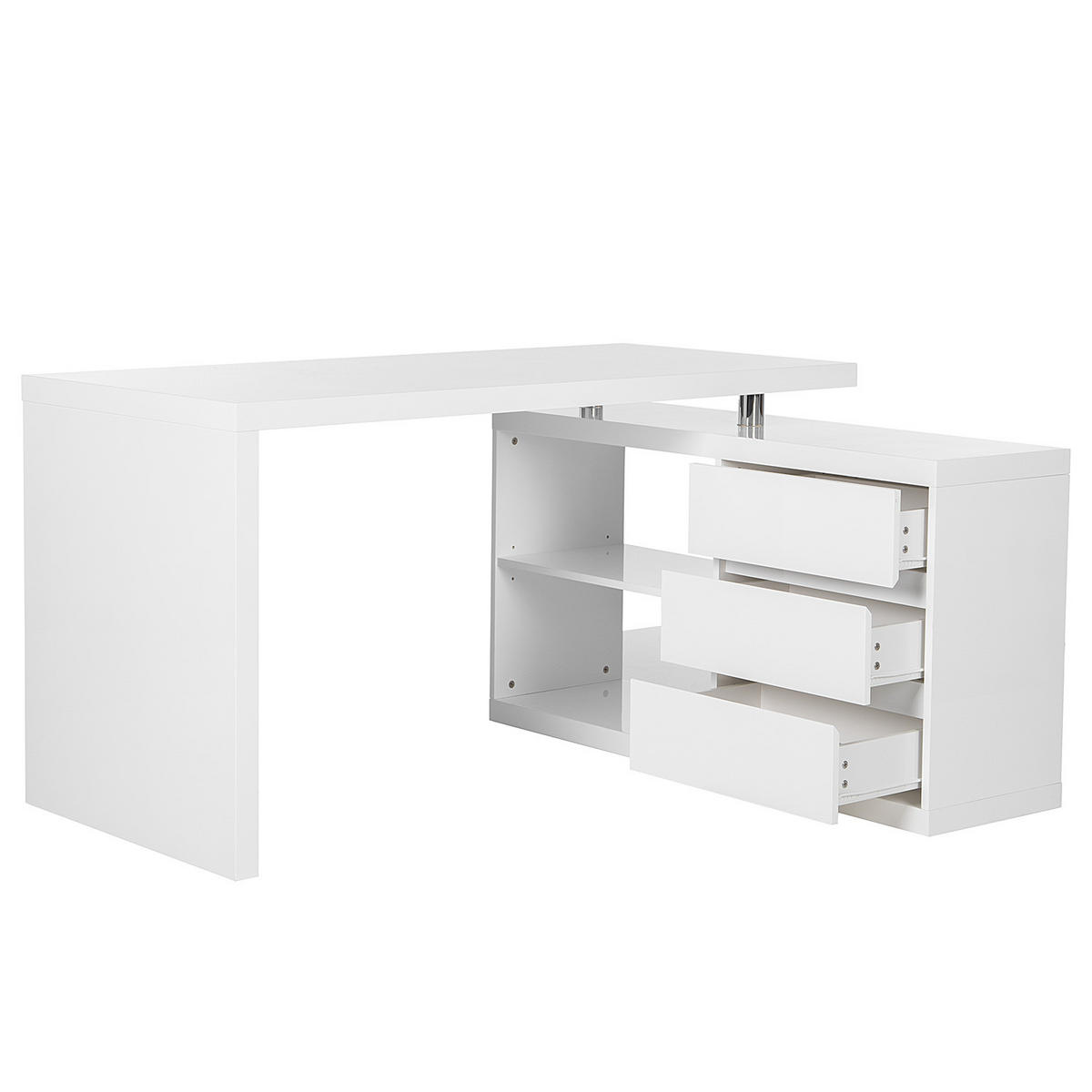 ECKSCHREIBTISCH - MDF - Weiß Hochglanz, Holzwerkstoff (115/140/75cm) - home24