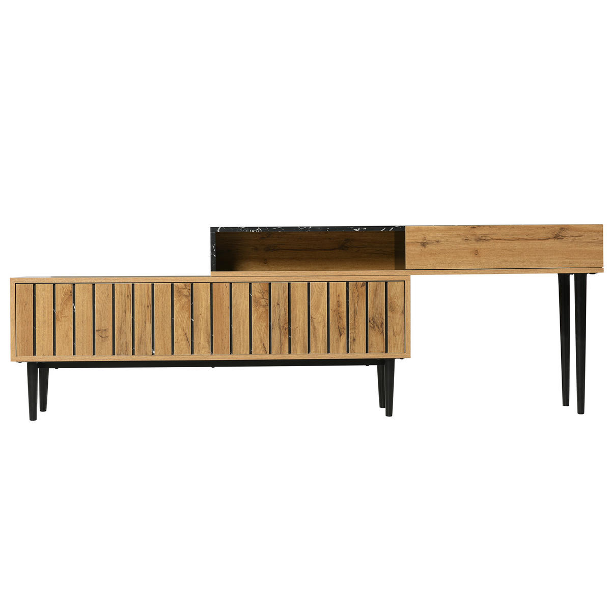 TV-SCHRANK Schwarz und Braun 129-200/26.5/58 cm - Braun, Holzwerkstoff (26.5/58/200cm) - Urban Meuble