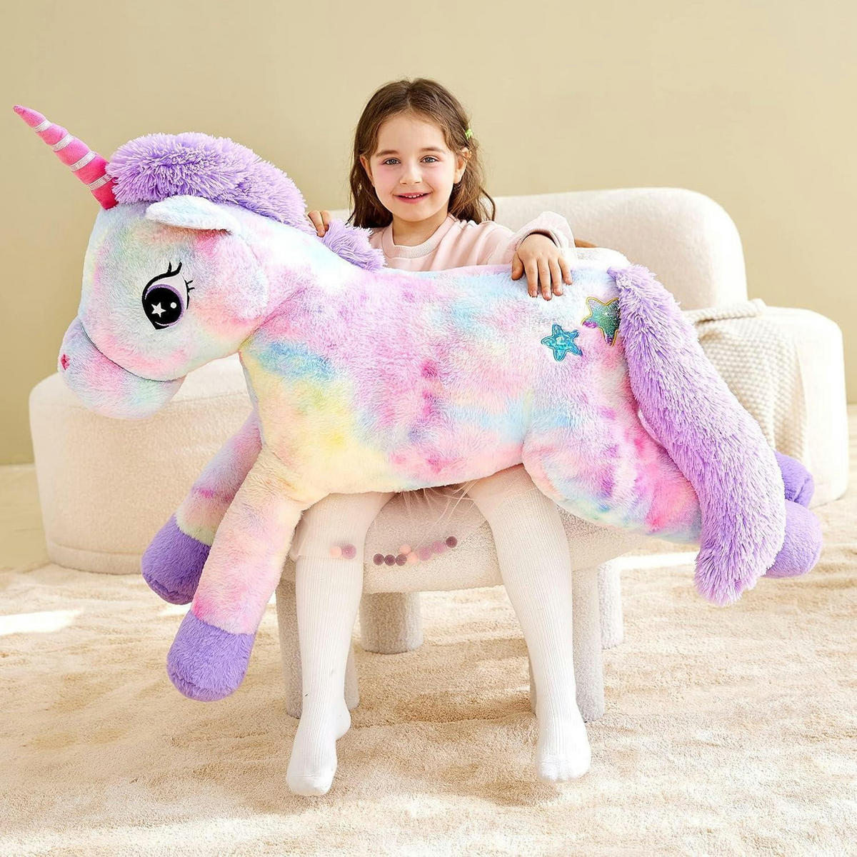 STOFFTIER Einhorn 110 cm - Multicolor, Textil (31/110cm)