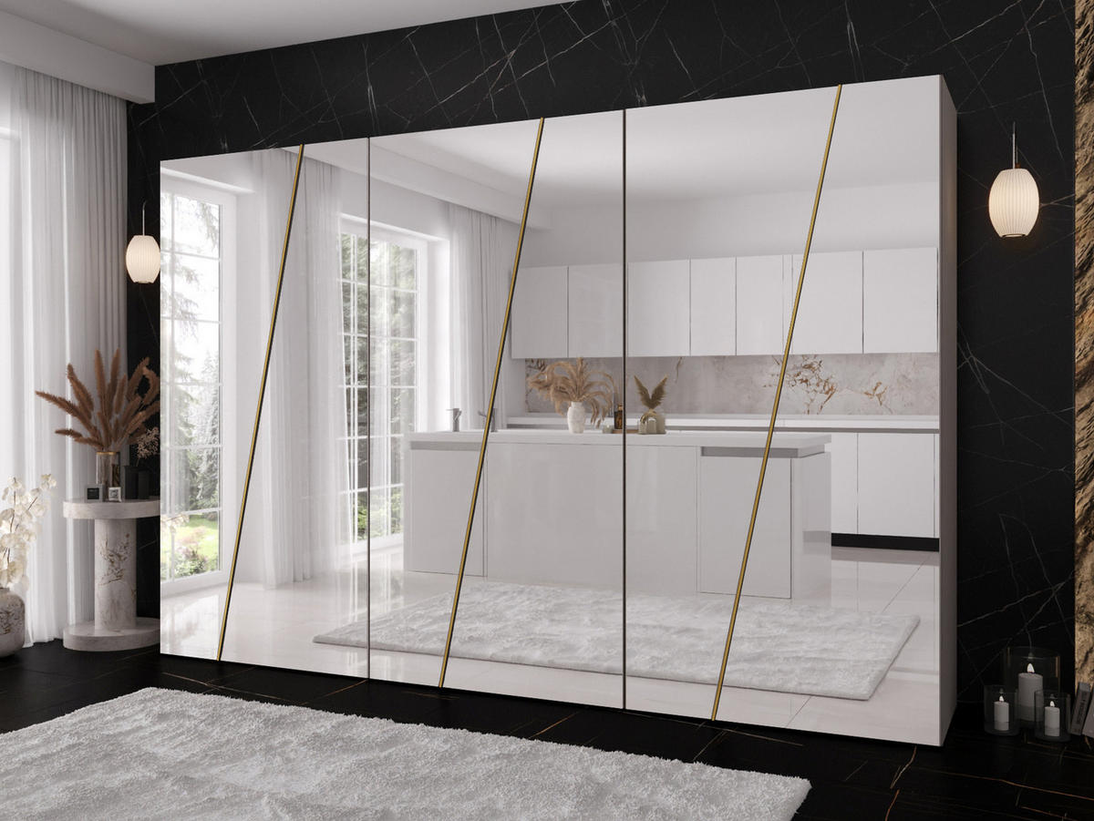 DREHTÜRENSCHRANK Zen 6L 300 cm - Kaschmir/Goldfarben, Holzwerkstoff/Kunststoff (300/202/50cm) - MIRJAN24