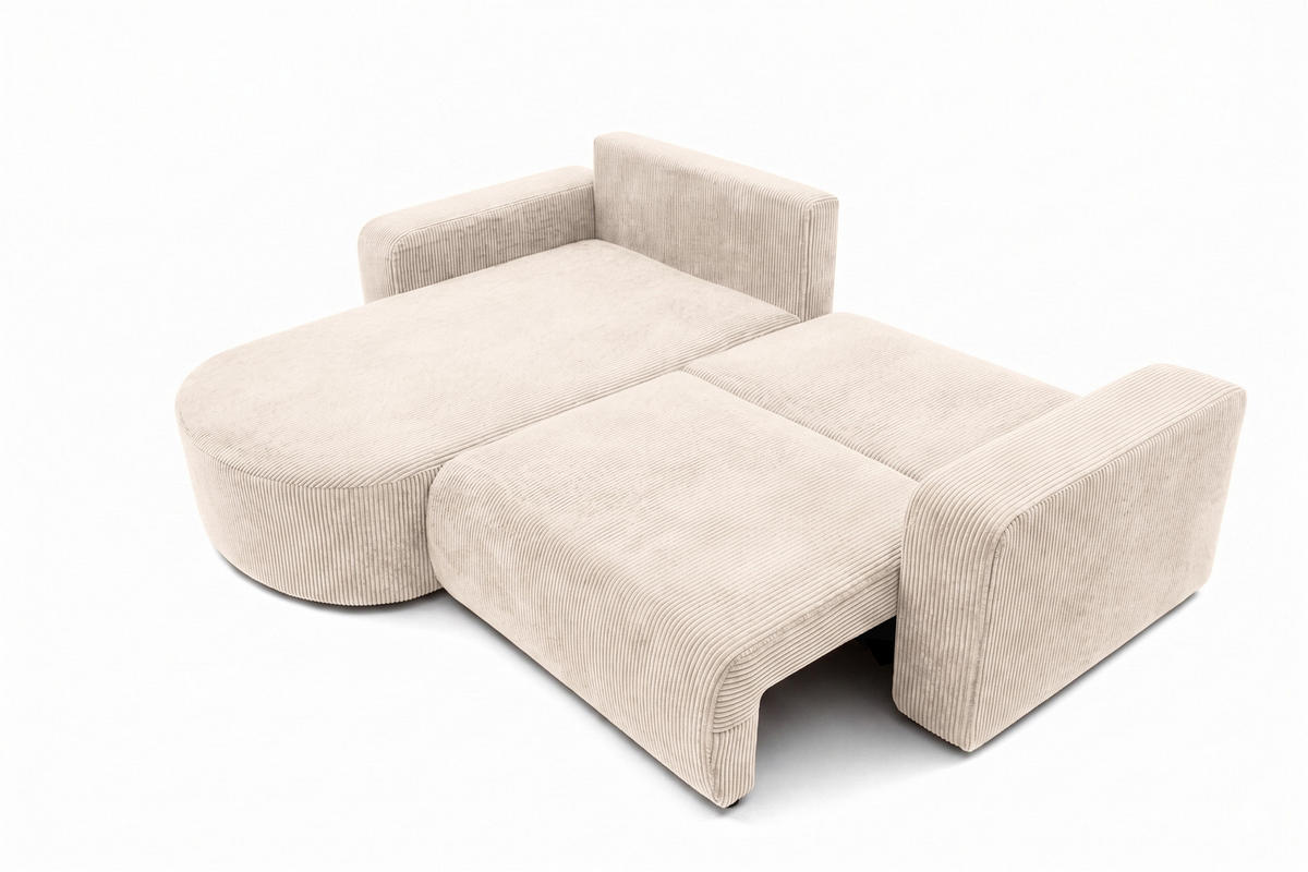 ECKSOFA Mit Schlaffunktion, Cordstoff Poso, Beige, Links, ROUND ONE - Creme, Holz (244/175cm) - Kaiser Möbel