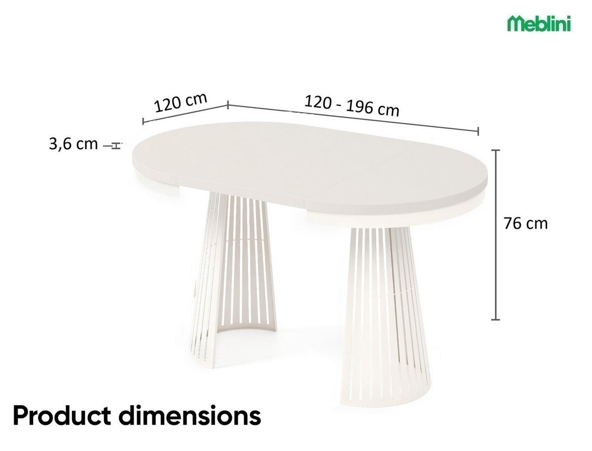 ESSTISCH Cone Bis - Kaschmir/Beige, Holzwerkstoff/Metall (120/120/76cm) - Meblini
