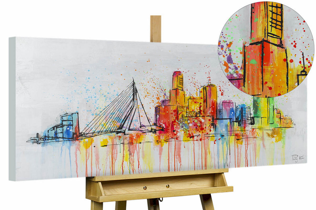 ACRYLBILD HANDGEMALT 120/60 cm - Multicolor/Grau, Holz/Textil (120/60cm) - KUNSTLOFT