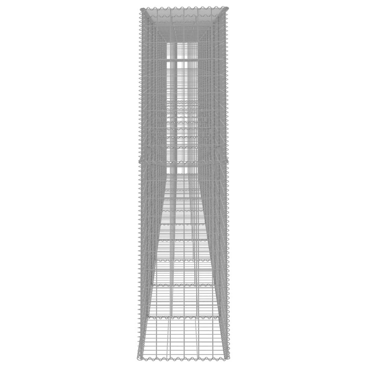 GARTENZAUN, Gabionenkorb mit Abdeckung, 600/50/200 cm, aus Verzinkter Stahl - Silberfarben, Metall (50/200cm) - vidaXL