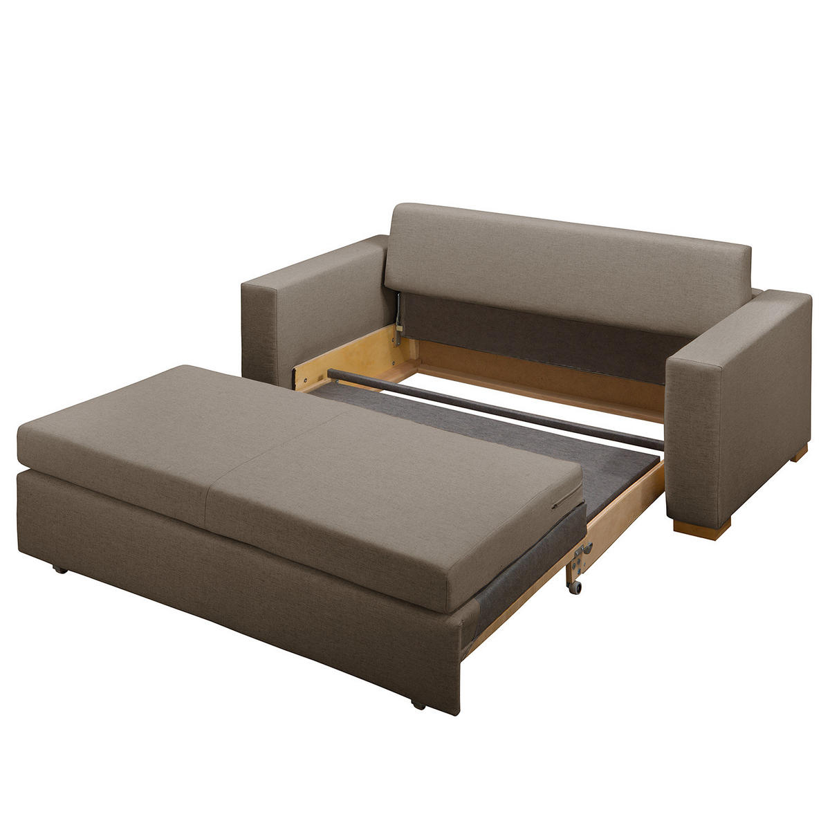 SCHLAFSOFA - Taupe/Hellbraun, Textil (173/90/90cm) - home24