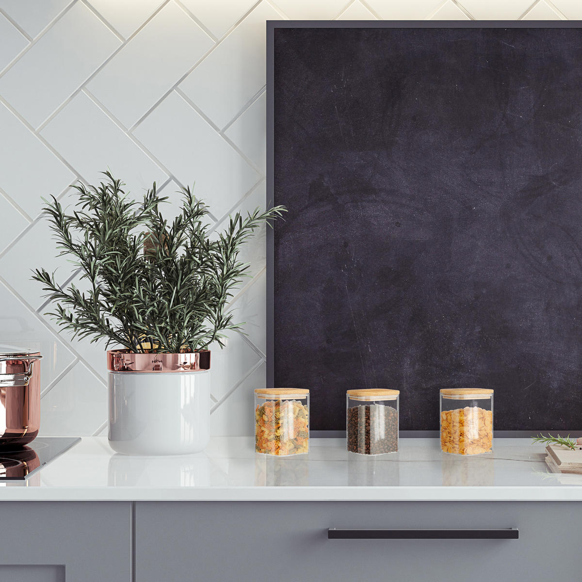 3XVORRATSGLAS - Transparent, Glas/Holz (10/13.5/10cm) - Relaxdays