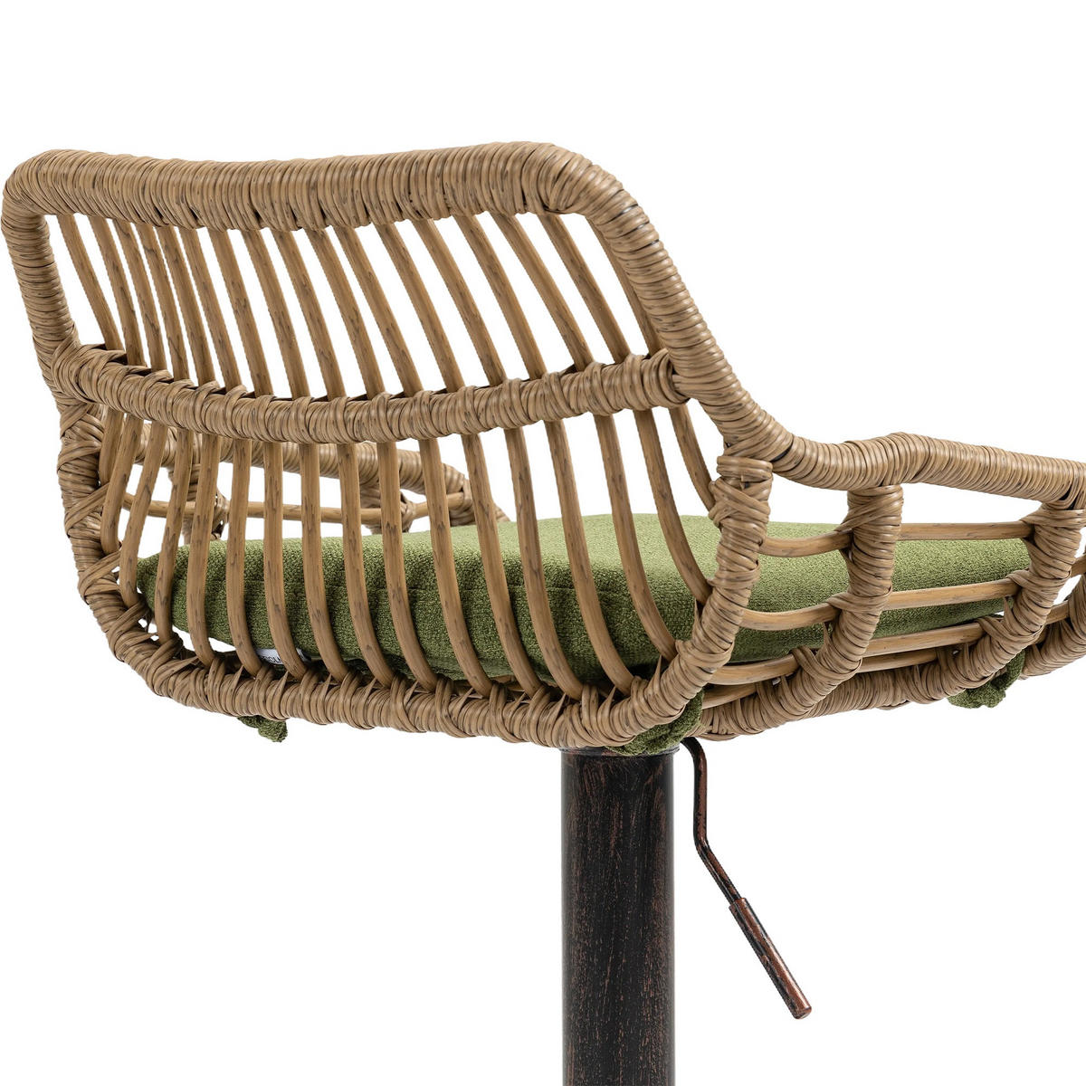 BARHOCKER,DREHSTUHL,RATTAN 360° drehbar, 2er-Set,Grün - Grün, Metall (38/109/39cm) - LVHOM
