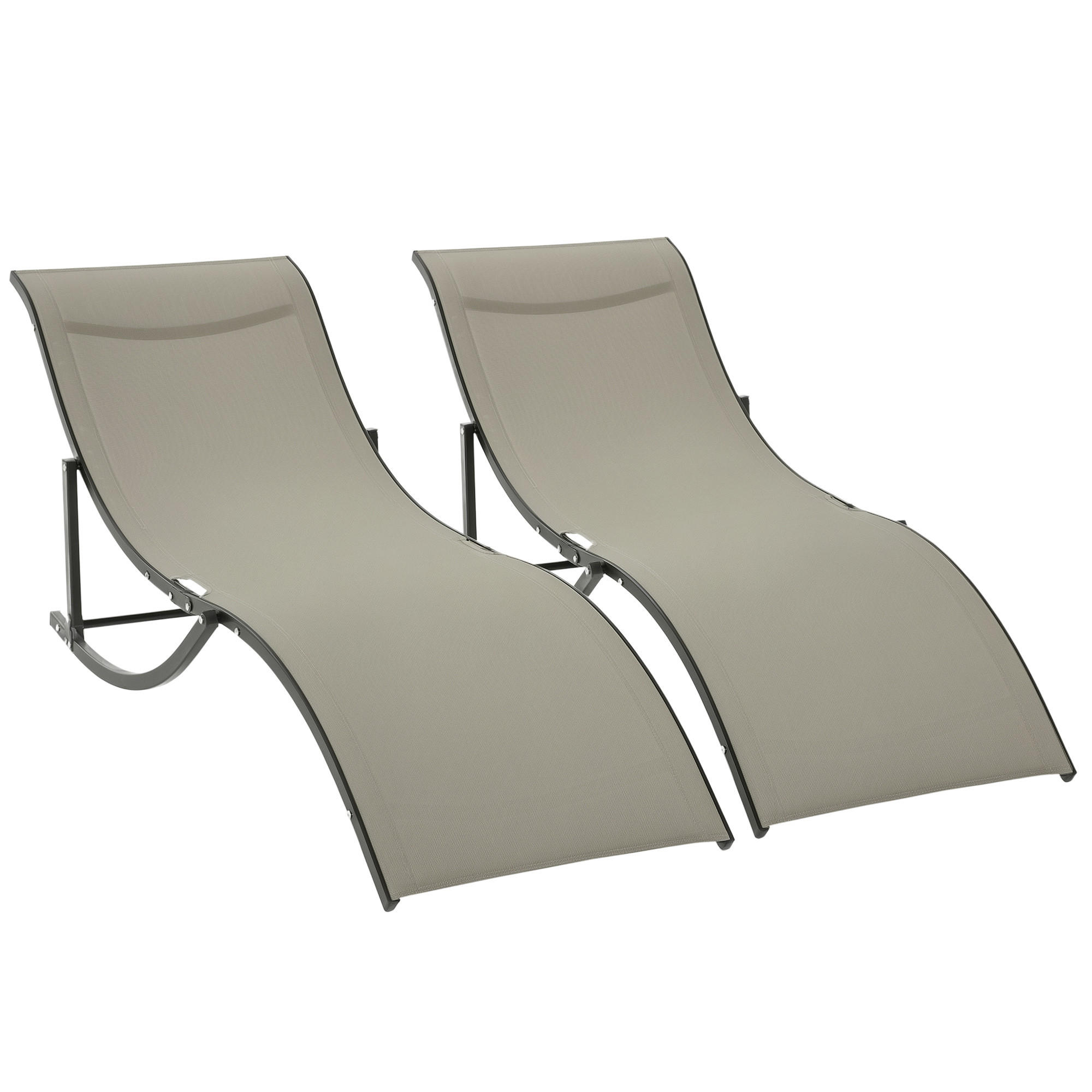 SONNENLIEGE Set mit 2 klappbaren 61 x 165 x 63 cm - Schwarz, Metall (165/63/61cm) - Vallsero
