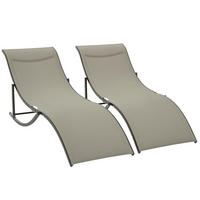 SONNENLIEGE Set mit 2 klappbaren 61 x 165 x 63 cm - Schwarz, Metall (165/63/61cm) - Vallsero