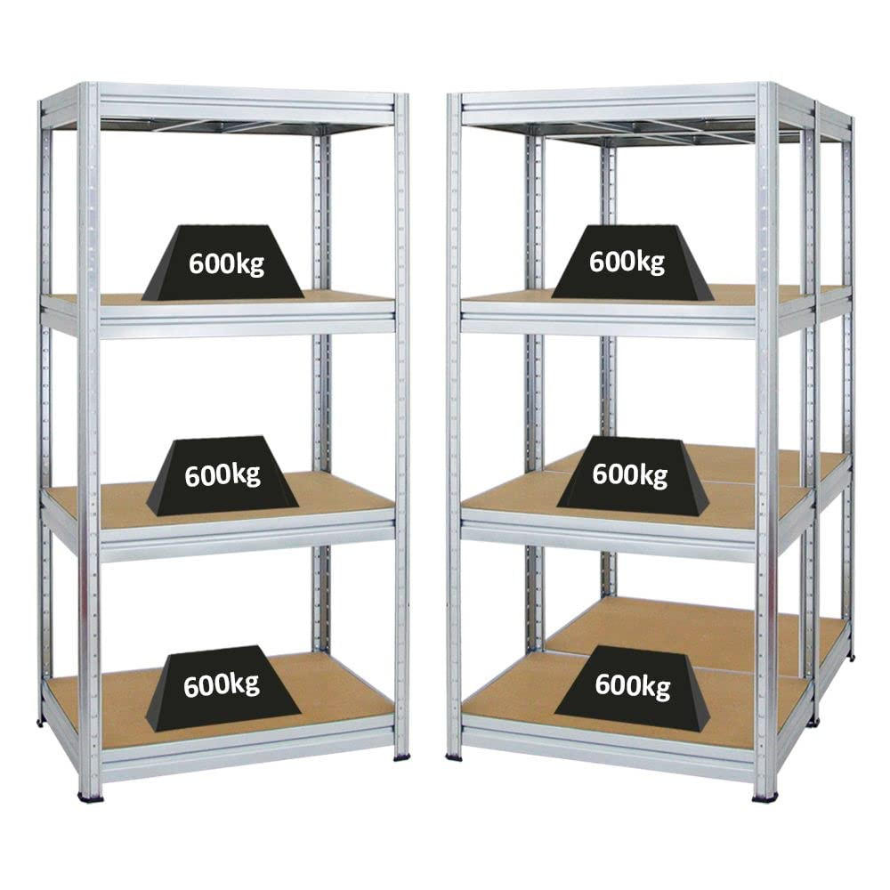 SCHWERLASTREGAL Dino 3er-Set mit 3x 180x90x60 cm Fachlast 600 kg Verzinkt - Silberfarben, Metall (270/180/60cm) - PROREGAL