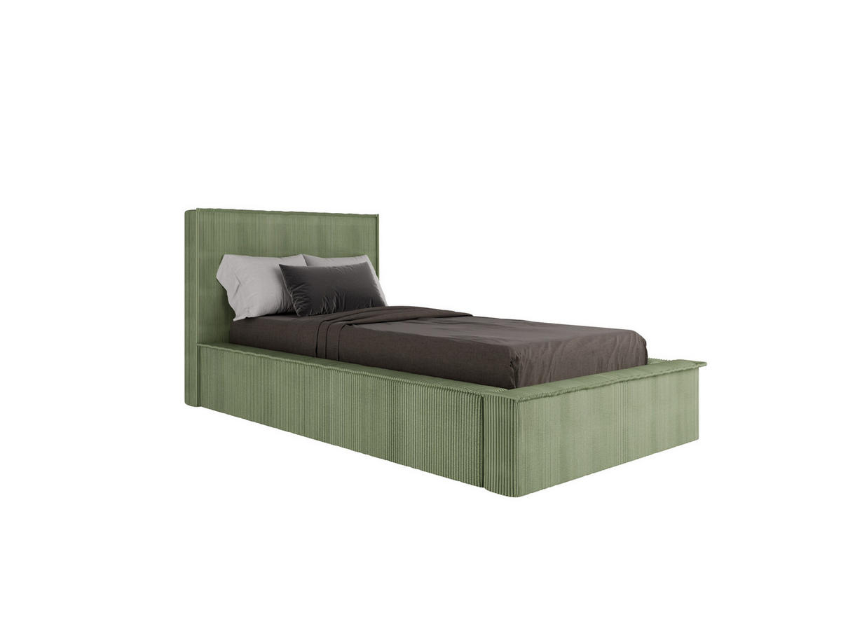 POLSTERBETT SANA 90x200cm Elegantes Polsterbett für modernen Wohnstil , 7-Zonen-Taschenfederkernmatratze mit kokos ARLAN (21 cm), Currygelb - Grün, Holz (90/200cm) - Panda Möbel